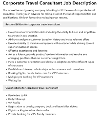 corporate travel consultant job