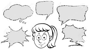 Girl With Different Speech Bubble Templates Illustration Royalty