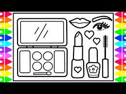 how to draw a makeup set step by