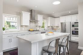 While certainly not as popular as stainless steel or black appliances. San Francisco White Kitchen Stainless Steel Appliances Contemporary Kitchen With Fixtures And Metal Bar Stools
