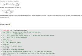 Solved Consider The Colebrook Equation