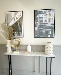 Console Table Marble Effect Top In A