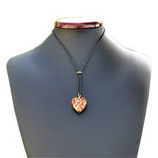 red and gold heart pendant necklace