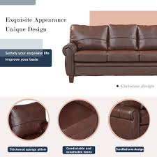 Wood Top Dark Brown Classic Pu Sofa Set
