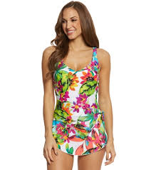 Maxine Summer Bounty Wide Strap Sarong One Piece Swimsuit At Swimoutlet Com Free Shipping