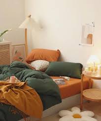 forest green orange bedding set