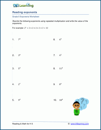 math exponents practice worksheets