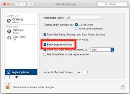 how to show pword hints at login in