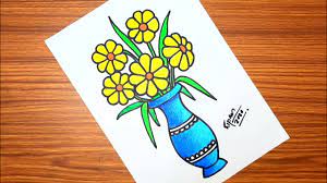 how to draw flower vase ফ লদ ন