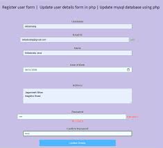 update user details form in php