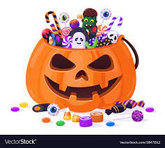 Halloween pumpkin with candies cartoon sweets Vector Image