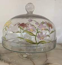 Painted Flower Glass Dome Lid