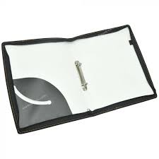 Zipper Folio Ring Binder With Docket 2 Ring Binder White Black Color A4 Size
