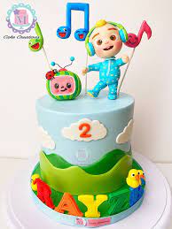 Cocomelon Fondant Cake 1st Birthday Cakes Baby Birthday Party Boy  gambar png