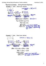 8 6 Notes Solving Rational Equations