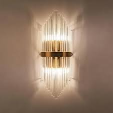 Striaged 2 Light Gold Glass Wall Sconce