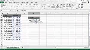 sum negative numbers only in excel