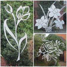Etched Glass Vinyl Flowers Decal For