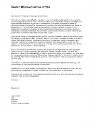 Sample Of Recommendation Letter For Student Free Letter Of