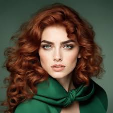 with reddish hair and green eyes her