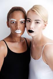 white makeup women stock photo