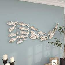 Wood White Handmade Fish Wall Decor