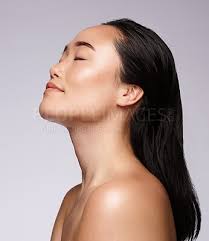 asian woman face or skincare glow on