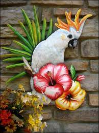 Cockatoo Parrot Painted Metal Wall
