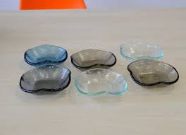 six fused glass small bowls set