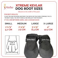 Ultra Paws Xtreme Kevlar Dog Boots Sizing Chart