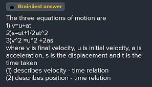 State Three Equations Of Motion Which