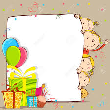 Illustration Of Kids Peeping Behind Birthday Card With Gift And