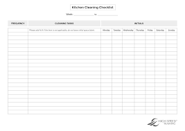 kitchen cleaning checklist template