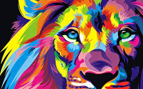hd wallpaper lion colorful artwork