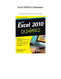 Pdf Download Excel 2010 For Dummies Ebook Read Online