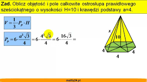 Objętość i pole całkowite ostrosłupa prawidłowego sześciokątnego -  Matfiz24.pl - YouTube