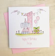 Get it as soon as wed, may 12. Personalised Girls 1st Birthday Card Elephant Birthday Card Drawing 1st Birthday Cards First Birthday Cards