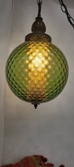 Green Swag Lamp Plug In Wall Boho