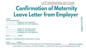 confirmation of maternity leave letter