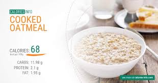 cooked oatmeal calories and nutrition