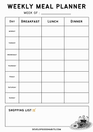 printable weekly meal planner templates
