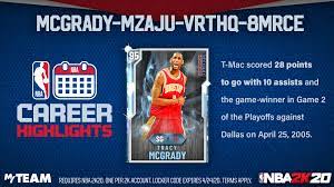 These 2k locker codes are updated on a regular basis to make sure you get all the working locker you can redeem myteam locker codes to win exciting rewards such as free players, packs, and. Nba 2k20 Diamond Tracy Mcgrady Locker Code Live Galaxy Opal On Boards