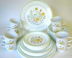 Some variations include an additional bread plate instead of a mug or extra smaller bowl instead of an additional plate. 48 Pc Corelle Meadow Dinnerware Service For Eight Dinnerware Sets For 8 Dinnerware Set Corelle