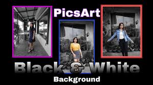 black and white background in picsart