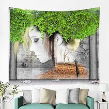 Currently, you can install tapestries either to a wall or ceiling to enjoy. Amazon Com Qapzi Tapestry Ins Hangcloth Decorative Tapestry Vine Girl Wall Hanging Beach Mat Animal Printed Sheets Decorative Tapestry Bedclothes Wall Decoration Cloth 39x59inch Home Kitchen