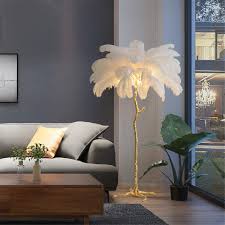 Us 443 9 20 Off Nordic Ostrich Feather Led Floor Lights Living Room Floor Lamp Stand Bedroom Modern Interior Lighting Decor Foyer Standing Lamps On