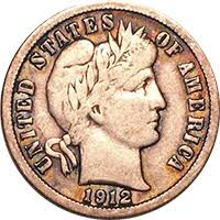 1912 Barber Dime Value Cointrackers