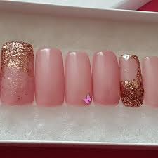 pink fade glitter nails press on set