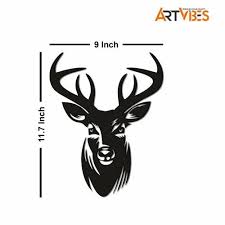 Black Deer Face Wooden Wall Hanger For