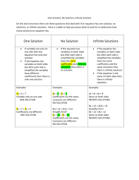 No Solution Infinite Solution